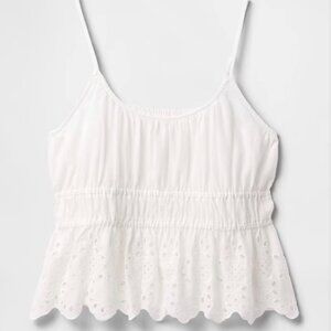 Gap Eyelet White Smocked Crop Cami